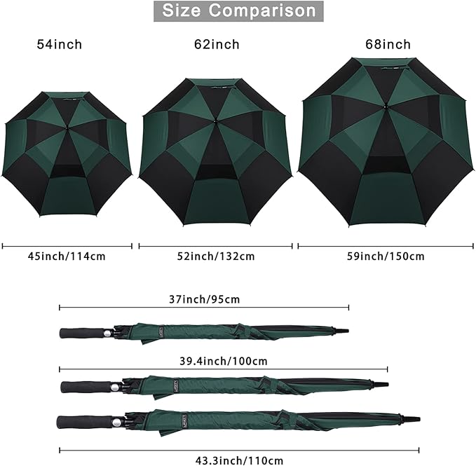 G4Free 47/54/62/68/72 Inch Automatic Open Golf Umbrella Oversize Extra Large Double Canopy Vented Windproof Waterproof Stick Umbrellas