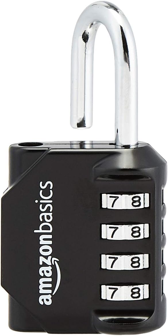 Amazon Basics 4-Digit Combination Lock, Black, 2-Pack