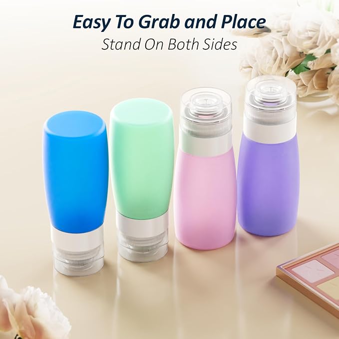 PACKISM 5 Pack TSA Approved Toiletry Bag with Bottles - Leakproof 3oz Silicone Travel Container Kit for Toiletries, Clear Quart Size Bag for Shampoo Conditioner Lotion (BPA Free)