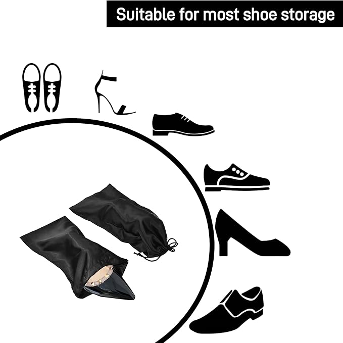 Shoe Dust Bags - 6 Pack Shoe Bags for Travel Satin Fabric Shoe Bag with Drawstring for Men Women Travel Protecting Storing Shoes