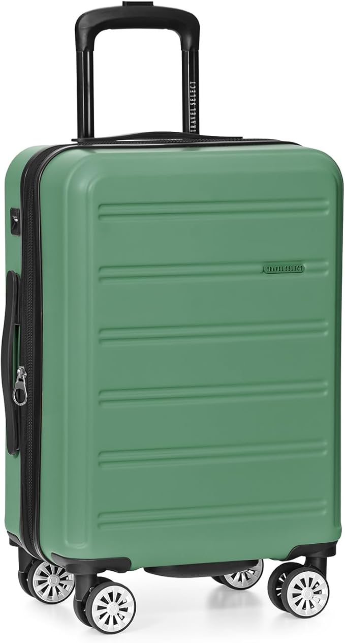 Travel Select Snowcreek Hardside Expandable Spinner Luggage w/USB Port, Green, 21-Inch Carry-on