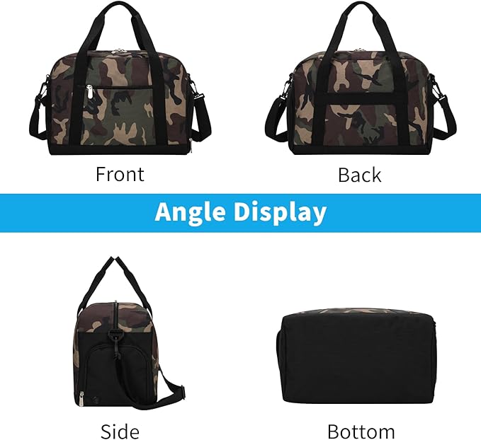 Small Gym Bag 14 inch lightweight Carry On Mini Duffel Bag with Shoe Compartment for Travel Sport - Camouflage