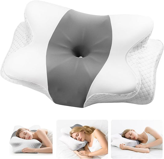 Neck Pillow - Memory Foam Pillow for Side, Back & Stomach Sleepers with Ergonomic Support, Cervical Neck Pillow for Neck Pain Relief, Dreamers Relief Pillow for Office, Travel & Home