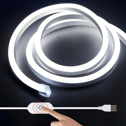 3.28FT White Neon Light Strip, 5V USB White Led Strip Lights with Touch Controller, Flexible Neon Rope Light for Bedroom, Party, Home Decor, Poster Lights