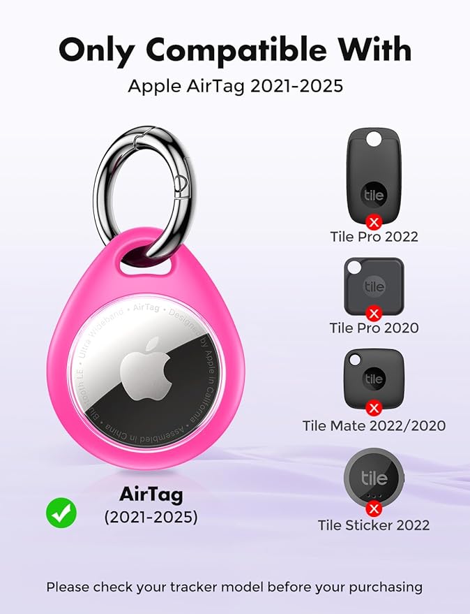 UNBREAKcable Holder for Apple AirTag - 4 Pack [Fit Tightly Design] [Easy to Install] [Hold Air Tag Securely] Waterproof TPU Shell Protective Case with All Metal Keychain Key Ring Clip