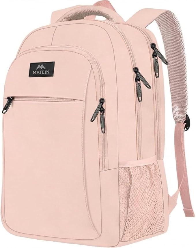 MATEIN 15.6 inch Laptop Backpack, Cute Slim Computer Travel Backpack, Carry On Casual Daypack Bag Gifts for Women Teacher Nurse, Pink