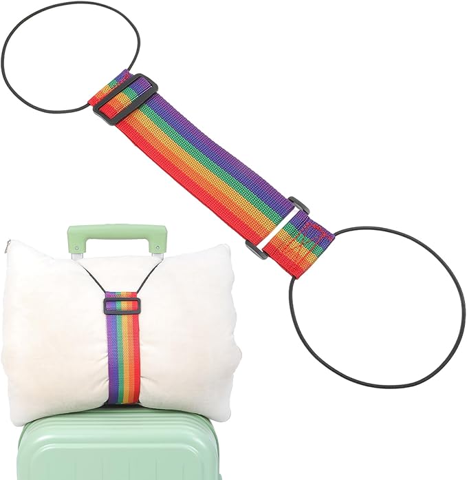 2 Pcs Elastic Suitcase Belt, Luggage Straps,Adjustable Travel Carry Strap, Add a Bag Bungees, Elastic Wrap Belts, Travel Accessories for Bag to Suitcase Handle (Multicolor)