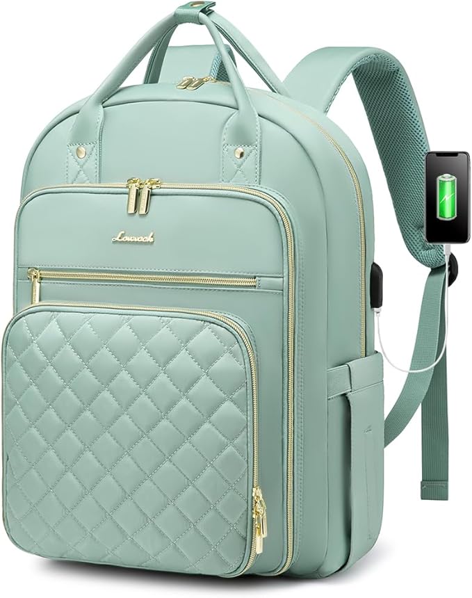 LOVEVOOK Laptop Backpack for Women, Water Resistant Travel Work Backpacks Purse Stylish College Business Teacher Nurse Computer Bag with USB Charging Port, Fits 15.6" Laptop