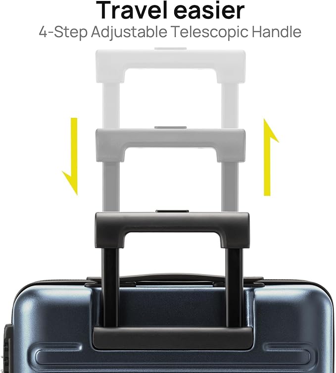 NINETYGO Carry On Luggage 22x14x9 Airline Approved, 20 Inch Luggage with Smooth Double Spinner Wheels, Hard Shell PC+ABS Suitcase Carry-On, Lightweight Travel Luggage, TSA Approved (Grey, Andes)