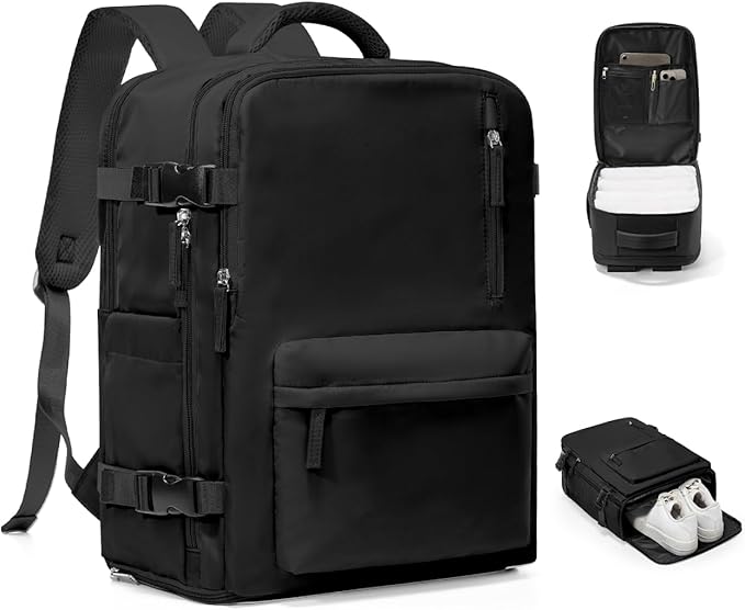 VGCUB Travel Backpack for Women Men for Spirit Airlines Personal Item Bag 18x14x8 Inches Laptop College Waterproof Carry on Flight Approved Work Backpack Mochila de Viaje,Black