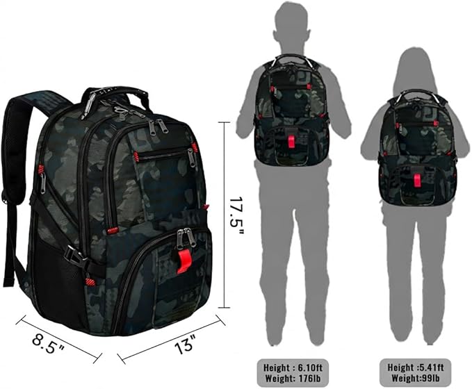 YOREPEK Large Backpack for Men, Extra Large Laptop Backpacks for Men Women, Water Resistant Travel Backpack Airline Approved Business Work Bag Fits 17 Inch Computer, Black