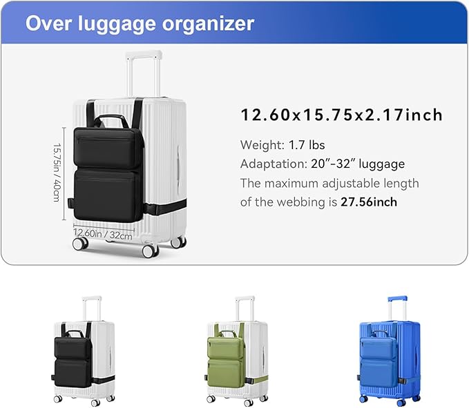 SOKOK Over Luggage Organizer Storage Bag with Multi Pockets, Slide On Luggage Harness with Adjustable Straps, 2-in-1 Travel Accessories Suitcase Vest Bag Fits Most Suitcases, Black-2