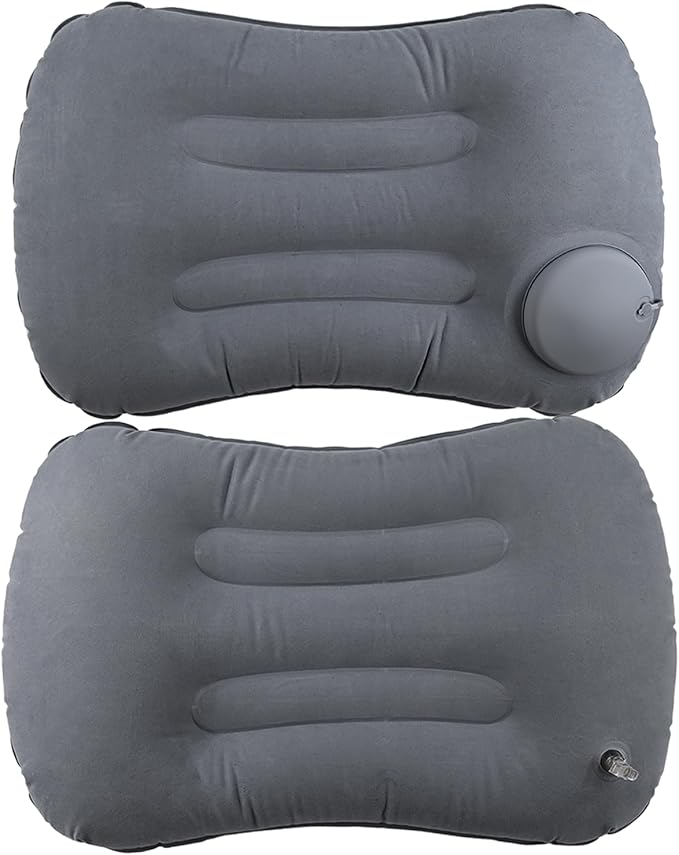 Alovexiong Inflatable Camping Pillow - Ultralight Travel Air Pillows for Neck Lumbar Support, Press-to-Inflate Design, Blow Up Pillow for Camping, Hiking, Backpacking (Grey)