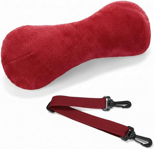 1 Pc Neck Pillow for Recliner Headrest Pillow Bone Shaped Chair Plush with Adjustable Strap Neck Support and Pain Relief Curve Head Cushion for Car Travel Airplane (Red)