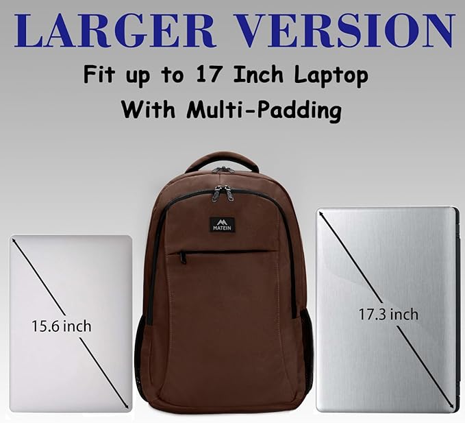MATEIN Laptop Backpack, Extra Large TSA Friendly 17.3 Inch Travel Computer Backpack, Anti Theft Carry On Flight Approved Business Work College Backpack Bag for Men Women, Brown