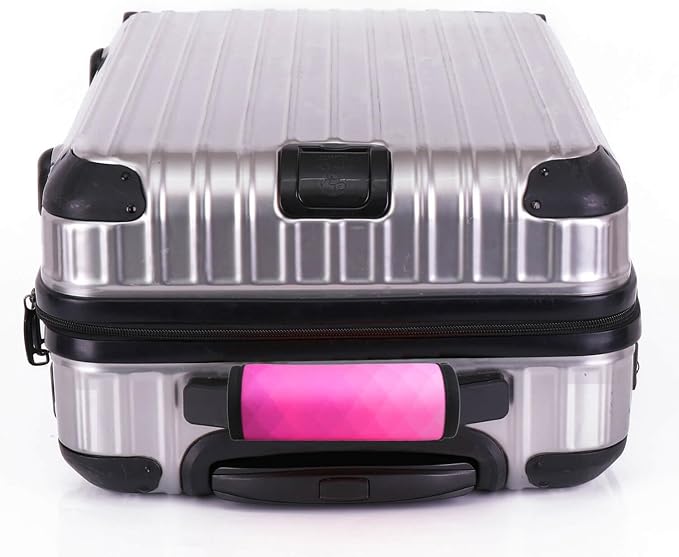 Luggage Handle Wrap 2 Pack Luggage Handle Wraps for Suitcase Bright Neoprene Luggage Handle Covers/Extender/Identifiers-Travel Accessories Must Haves (PinkCheck-2 Pack)