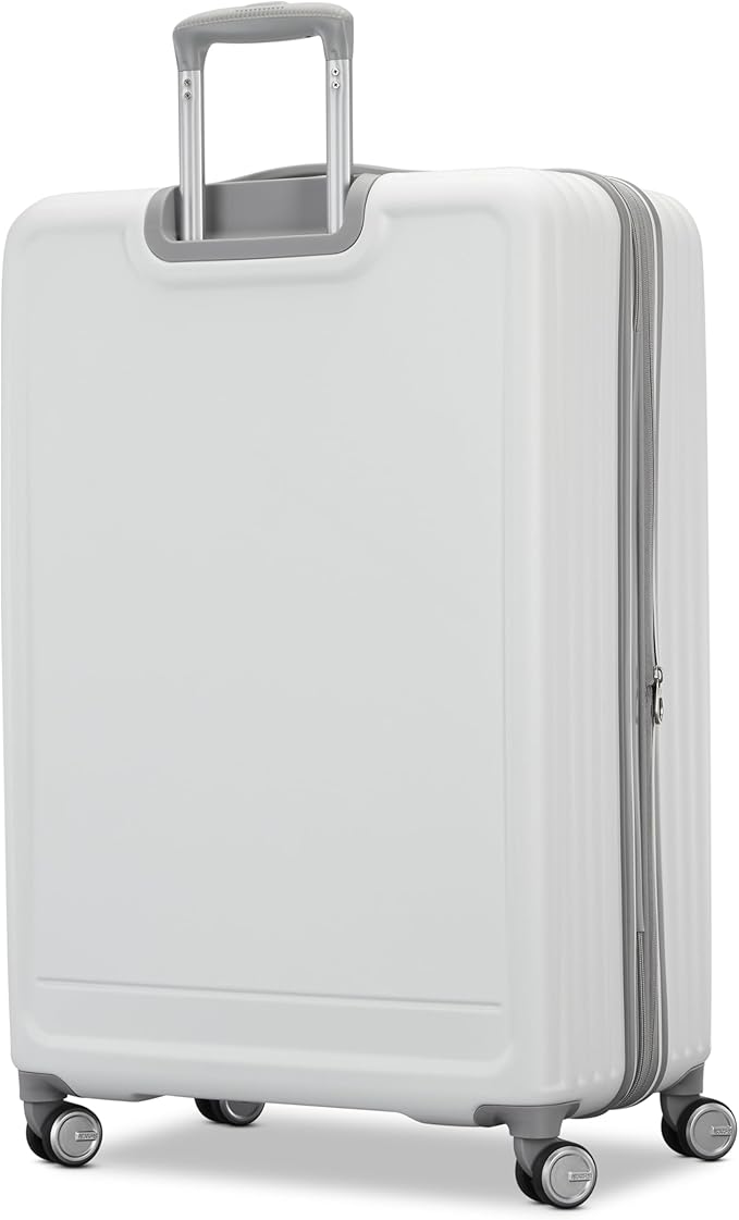 American Tourister Fathead Large Checked Luggage - Customize with Favorite Sports or Character Decal - Durable ABS Hardshell with 1.5" Expansion - 360° Spinner Wheels - RightHeight™ Handle - White
