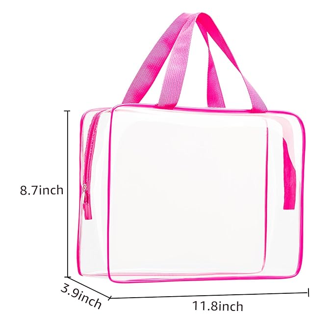2Pcs Crystal Clear PVC Travel Toiletry Bag Kit for Women Men, Waterproof Vinyl Packing Organizer Storage Bags with Zipper Handle Straps, Cosmetic Pouch Carry on Airport Airline Compliant Bag Handbag
