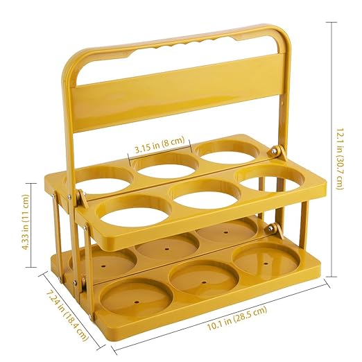 Bodaon 6 Cup Drink Carrier with Handle, Plastic Cup Holders for Take Out Delivery Drivers, Reusable Foldable Car Drink Caddy, Leakproof Food Delivery Accessories, 360° Secure Grip, Yellow
