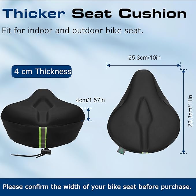 Zacro Bike Seat Cushion - Gel Padded Bike Seat Cover for Men Women Comfort, Extra Soft Exercise Bicycle Seat Compatible with Peloton, Outdoor & Indoor Bike Saddles