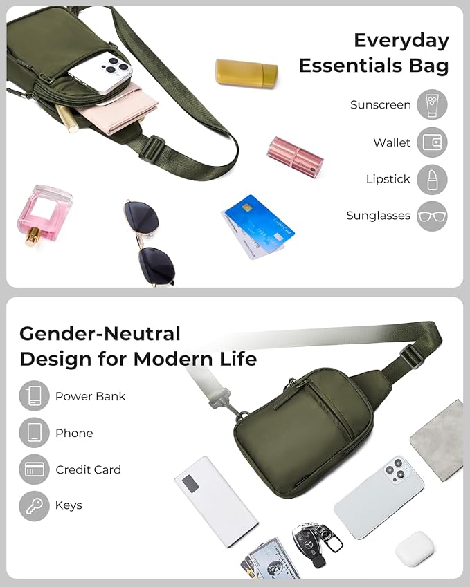 CHOLISS Small Sling Bag for Women and Men, Crossbody Bags Trendy Fanny Packs Chest Bag with Extended Strap