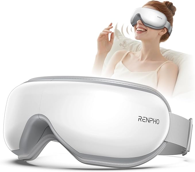 RENPHO Eyeris 1V Eye Massager with Heat, FSA Eligible HSA, Christmas Gifts for Women Men, Eye Mask for Migraines Voice Control, Eye Care, Eye Massager for Migraines Reduce Strain