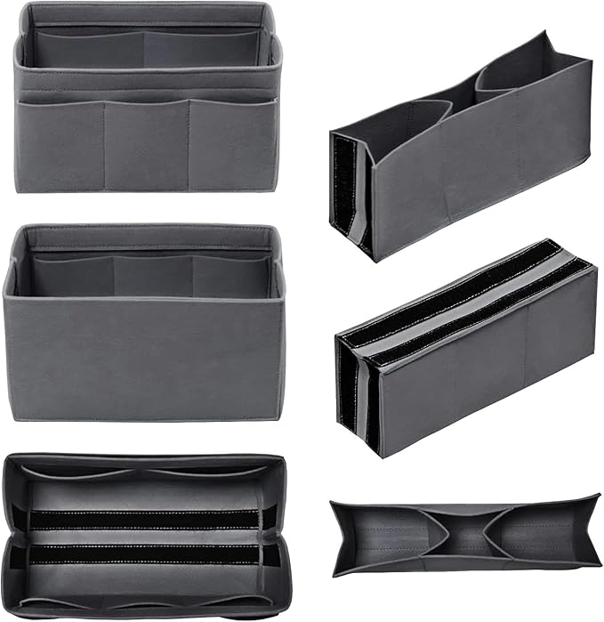 DailyPlus Purse Organizer Insert Felt Bag Organizer Handbag Organizer Insert Bag In Bag Organizer for Tote Purse Bag 14 Pockets Grey X-Large