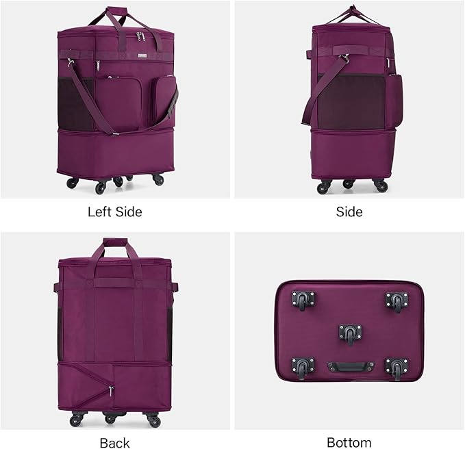 Hanke Expandable Large Suitcase 4 Wheels Lightweight Collapsible,Foldable Suitcases &Travel Bags Hand Luggage Extend 20/24/28 inch Suitcases Duffel Bag Without Telescopic Handle for Men & Women