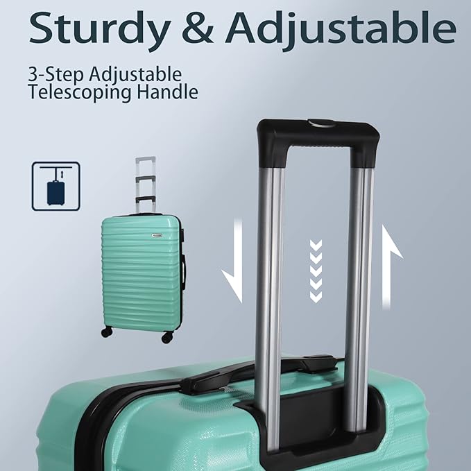 Luggage Sets 3 Piece(20/24/28)-Suitcase Set- Luggage with Wheels-PC + ABS Durable Lightweight Rotating hardshell suitcase 5PCS(Mint Green)…