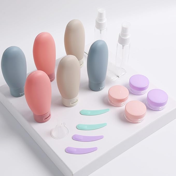 20 Pack Travel Bottles Set for Toiletries, TSA Approved Leak Proof Travel Size Containers Kit Portable Refillable Travel Accessories for Shampoo Conditioner Lotion Liquids (Multicolor A)