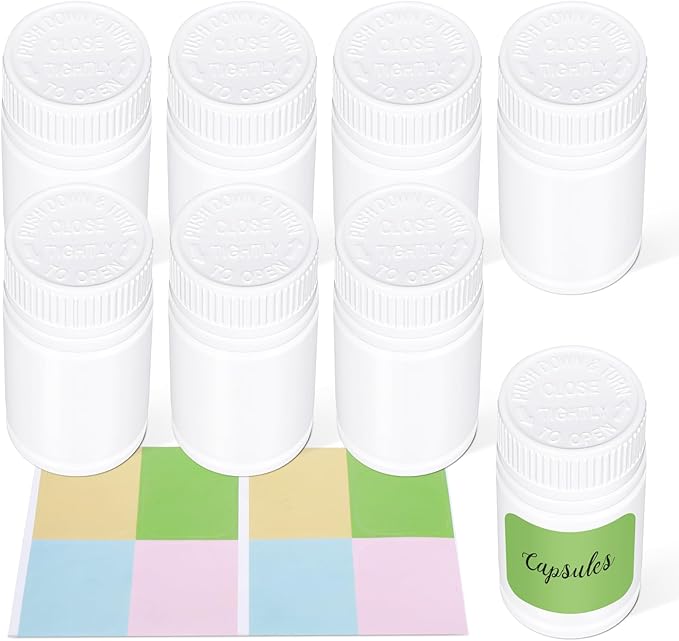 8 Packs 120cc Child-Proof Plastic Pill Bottle, Empty Medicine Bottle with Child-Resistant Cap, Food Grade Container for Chemicals, Liquids, Powders, and Candy
