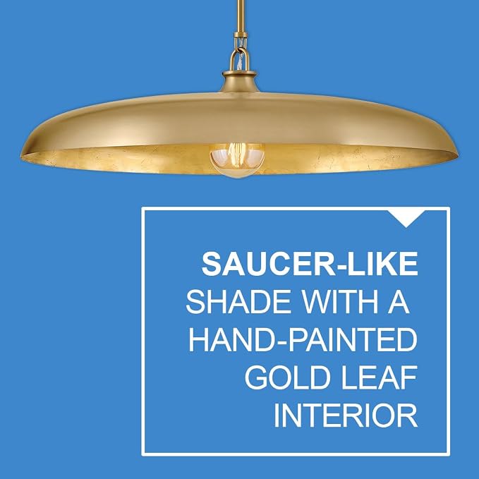 Hinkley Sadie 24" Large Dome Chandelier, Lacquered Brass Finish | Saucer Pendant, Includes (5) 7" Chain Linked Stems, Needs a Med. LED Bulb, Adjustable Height, Dining Room, Kitchen