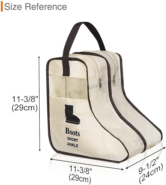 2 Pack Portable Boots Storage Bag, Beige Shoe Bags for Storage and Travel Dust Proof Travel Shoe Bags for Packing (Medium)