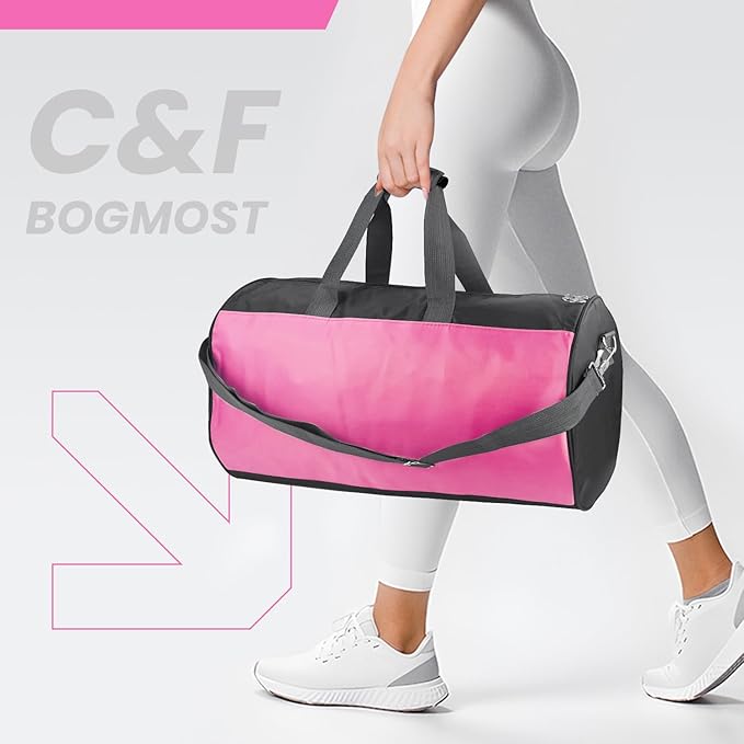 C&F BOGMOST Travel Duffel Bag Large Foldable Waterproof Gym Bag for Gym Beach Swim Bag Men Women Duffle Bag Lightweight Oxford Cloth Sports Bags-Pink
