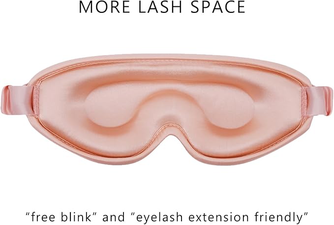 ALASKA BEAR Upgraded Silk Eye Mask with Deep Contour Molded Cups for Beauty Sleep & Lashes Extensions, Zero Pressure Sleeping Eye Cover with Silk-Cover Adjustable Strap