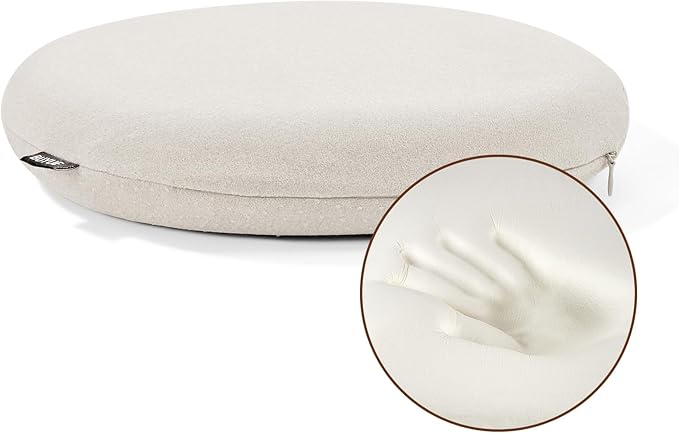 BUYUE Memory Foam Seat Cushion, Dia 15" Soft Velvet Round Stool Cushion Anti-Slip Chair Pads, M, Light Grey