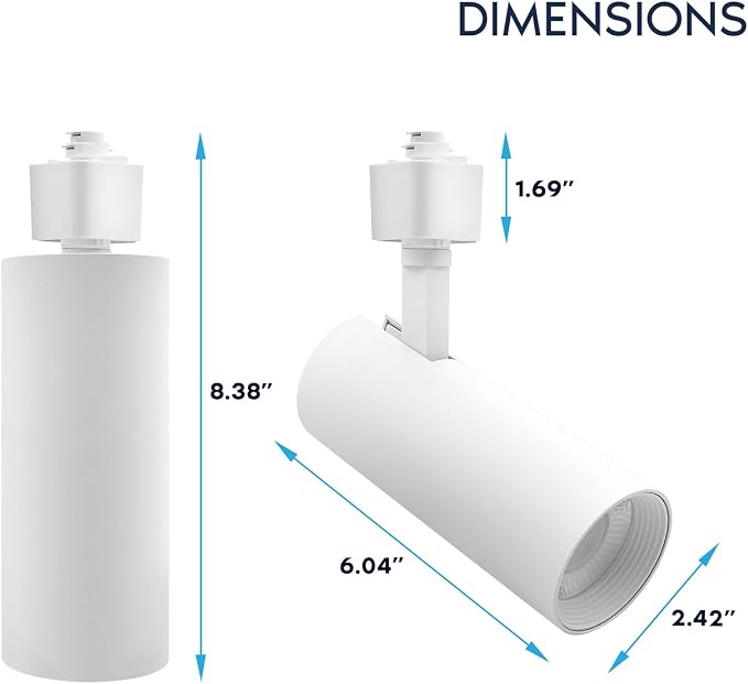 LUXRITE 2.5 Inch LED H-Track Lighting Heads, 5CCT, Round White (24 Pack) | 2700K/3000K/3500K/4000K/5000K, CRI90, 20W, 1500LM, Adjustable 358° + 90° Tilt, H Type Track Light Head, Dimmable, ETL Listed