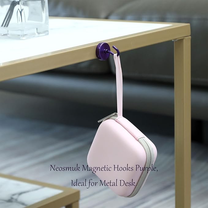 Neosmuk Magnetic Hooks,Heavy Duty Earth Magnets with Hook for Refrigerator, Extra Strong Cruise Hook for Hanging, Magnetic Hanger for Curtain, Grill(Purple, 6 Pack)