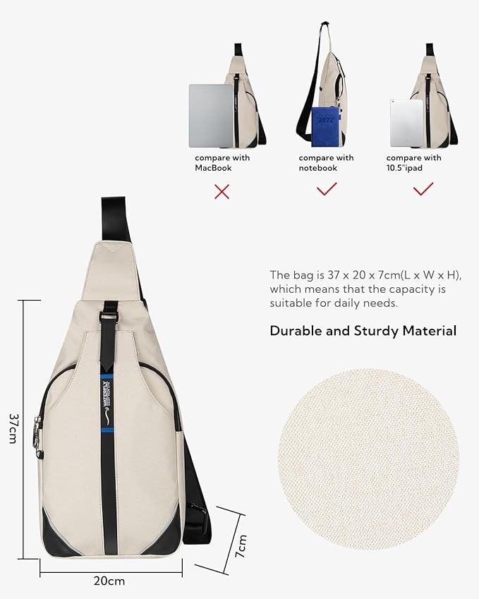 WATERFLY Medium Crossbody Sling Backpack Anti Theft Backpack for Traveling Chest Shoulder Bag