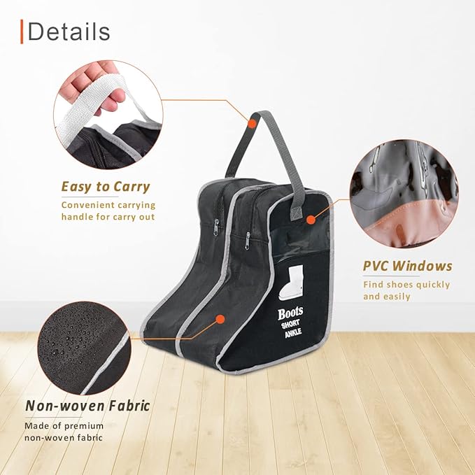 2 Pack Portable Boots Storage Bag, Beige Shoe Bags for Storage and Travel Dust Proof Travel Shoe Bags for Packing (Medium)