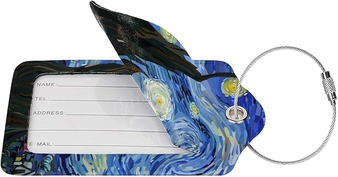 Starry Sky 2 Pcs Luggage Tags Starry Night Privacy Cover Id Label with Stainless Steel Loop and Address Card for Suitcases & Travel Bags