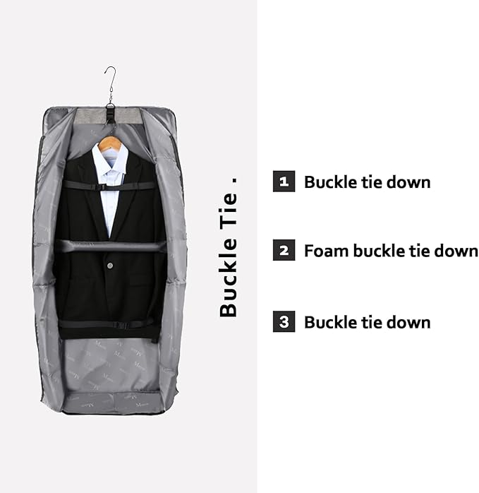 MATEIN Carry On Garment Bags for Travel, Water Resistant Hanging Suit Bag for Men Women, Foldable Garment Luggage with Wrinkle Free Suitcase Cover for Suit Gown Overshirt Sweater, Grey