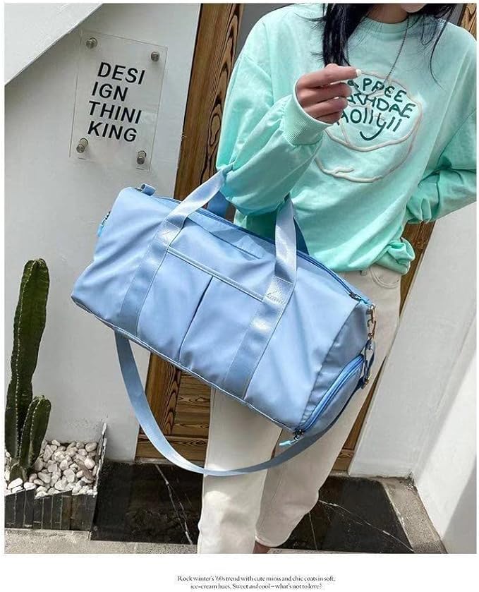 Men and Women's Travel Bag With Shoe Compartment Sports Tote Gym Bag Weekender Overnight Shoulder Bag Large