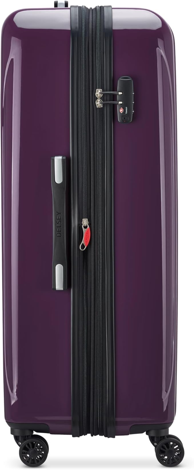 DELSEY PARIS Helium Aero Hardside Expandable Luggage with Spinner Wheels, Plum, Checked-Large 28 Inch