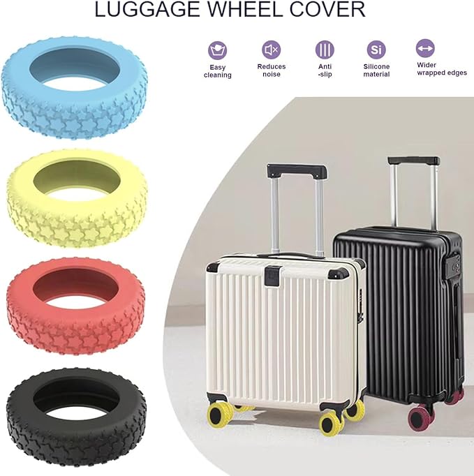 8PCS Luggage Wheel Protector,Silicone Protective Covers for 2-2.4" Spinner Wheels Anti-Slip,Ultra-Quiet&Upgraded Wear-Resistant Travel Accessories(Yellow)