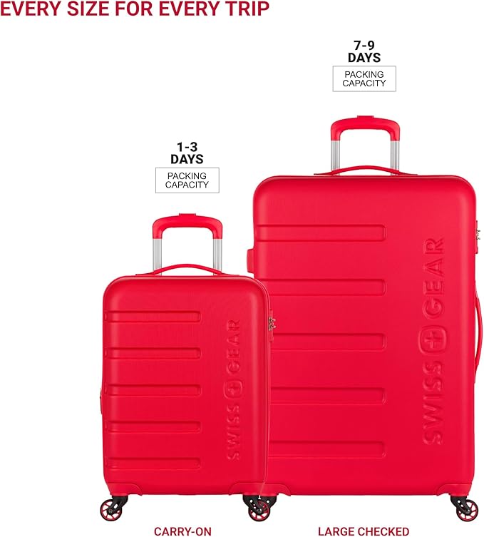 SwissGear 7366 Signature Hardside Expandable Luggage with Spinner Wheels, TSA Lock, Cup-Holder, Red, 2-Piece Set (19/27)