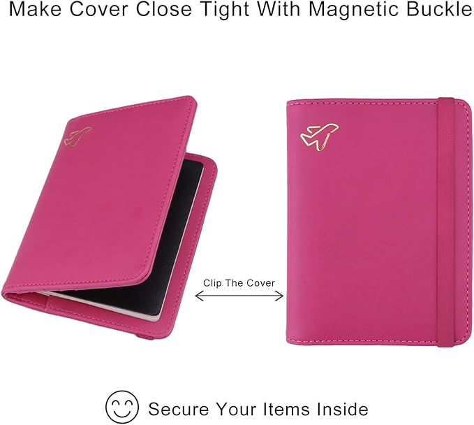 WALNEW Passport Holder for Travel, RFID Passport Cover Wallet for Women Men, PU Leather Passport Book Card Holder Case with Pen, Travelling Essentials for Flying