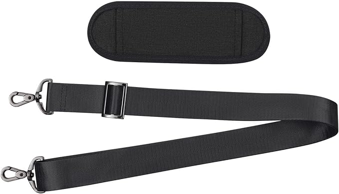 MOSISO 56 inch Shoulder Strap, Adjustable Thick Soft Universal Replacement Non-Slip Fit Padded with Metal Swivel Hooks for Laptop Shoulder Bag/Laptop Messenger Bag/Crossbody Bag, Black