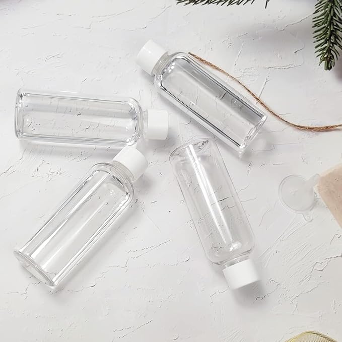 4pcs Travel Bottles,100ml Refillable Clear Empty Plastic Travel Size Containers Bottles with Screw Lids for Toiletries,Soap,Shampoo and Conditioner