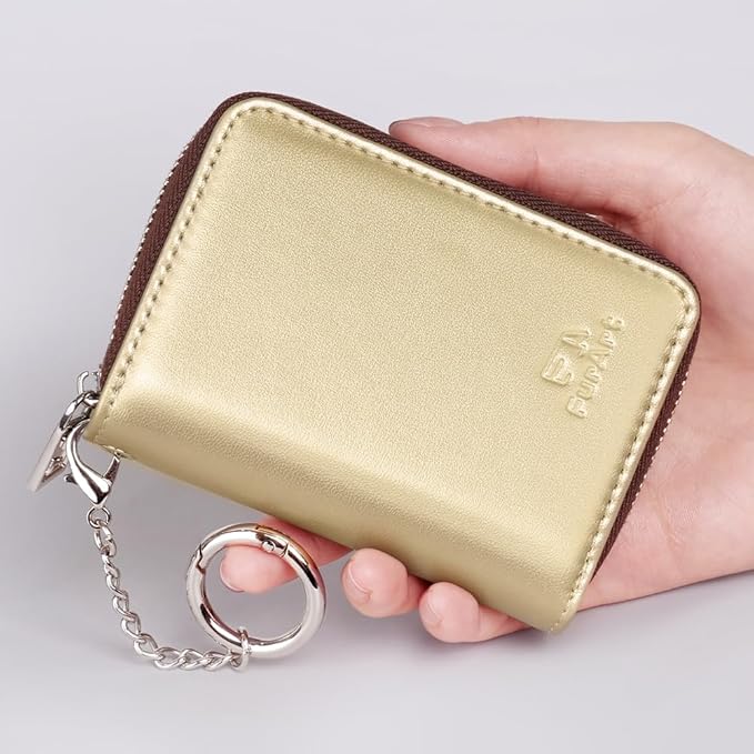 FurArt Zipper Wallet Women, RFID Blocking Credit Card Wallet, Business Card Holder, Compact Size KeyChain Wallet